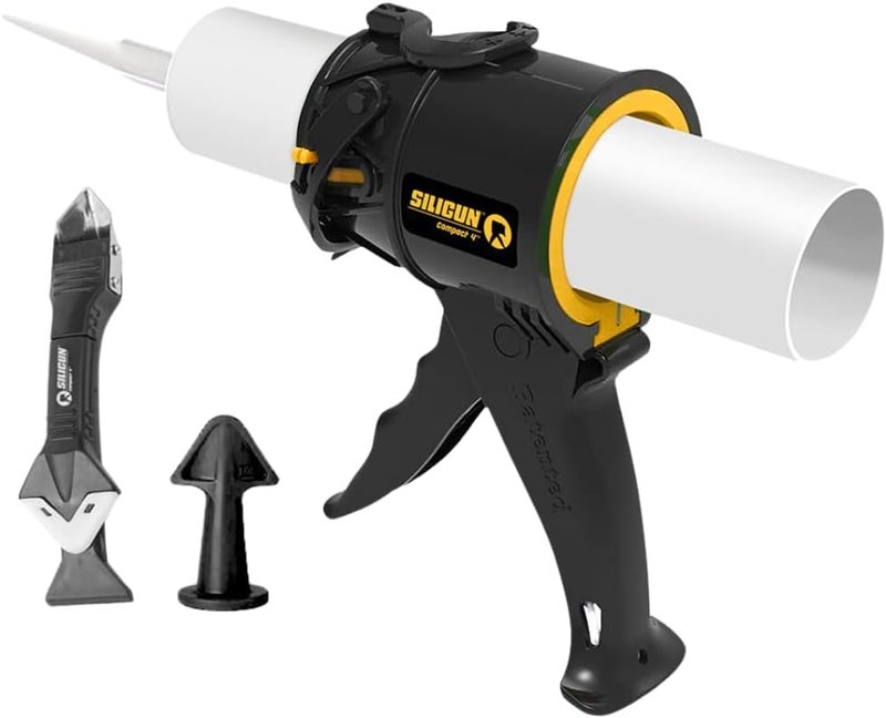 SILIGUN ™ Compact Caulking Gun with Caulking Tools and Caulk Nozzle - No Drip Caulk Gun - Patented Design - Lightweight ABS Frame - Works with All 10 oz Tubes - Image 1